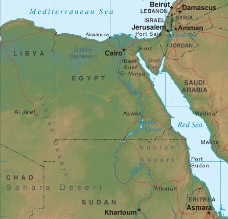 Relief Map of Egypt